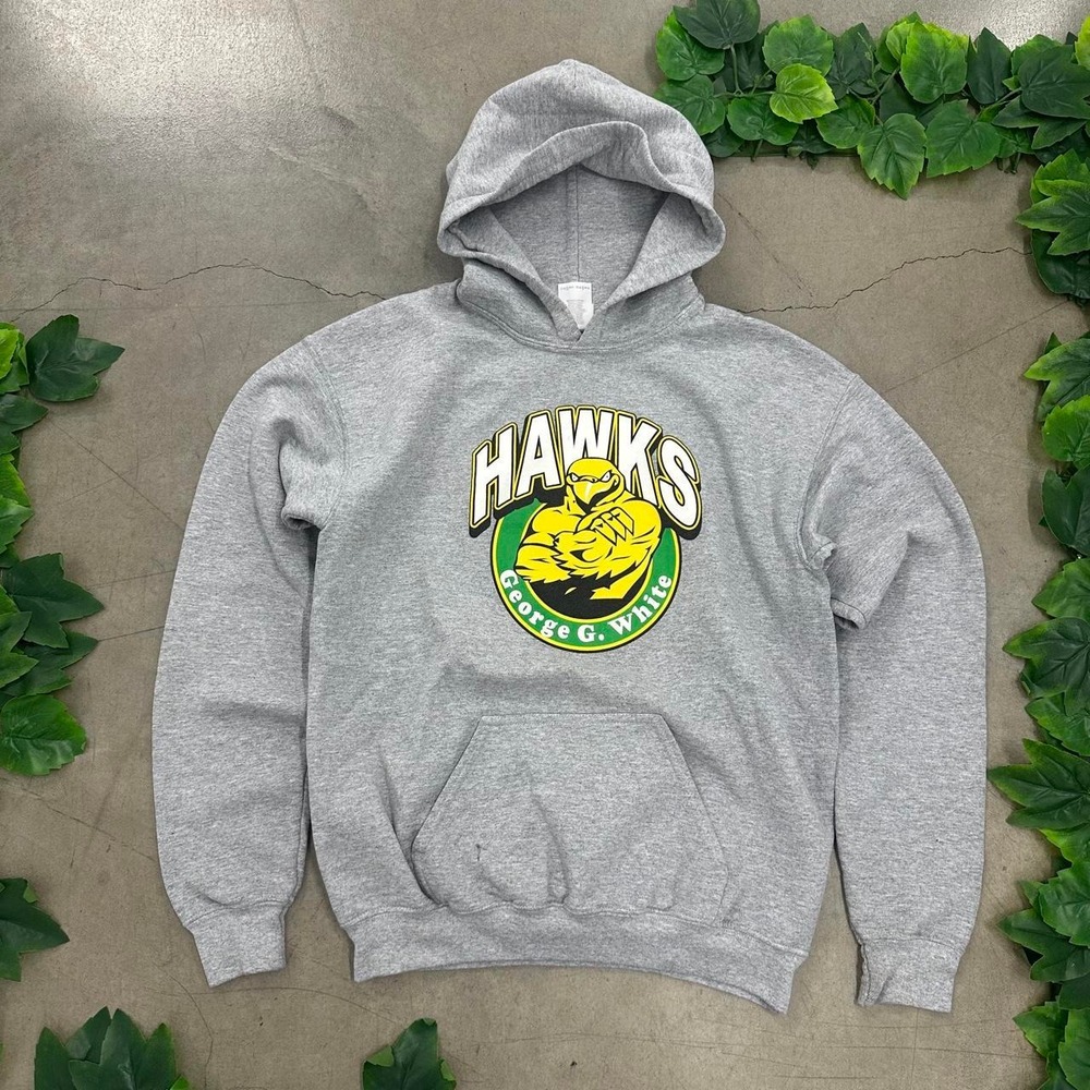 Hawks George G. White Gray Graphic Pullover Hoodie